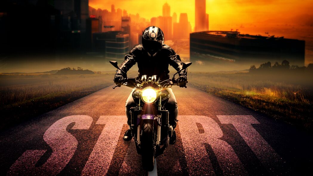摩托车手 自行车 摩托车 摩托车手 photoshop 4k壁纸 3840x2160