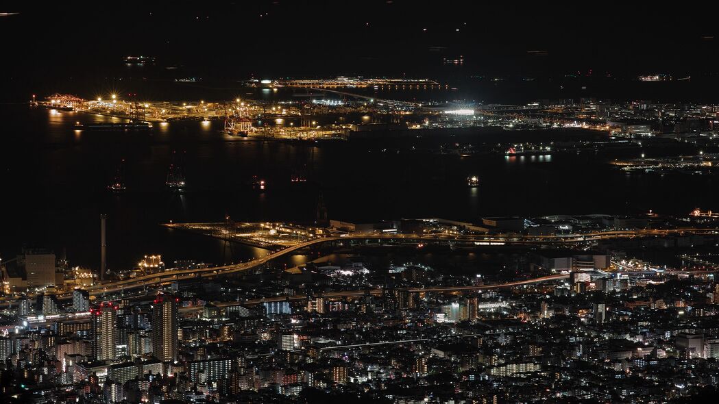夜城 城市灯光 俯视图 关西 日本 4k壁纸 3840x2160