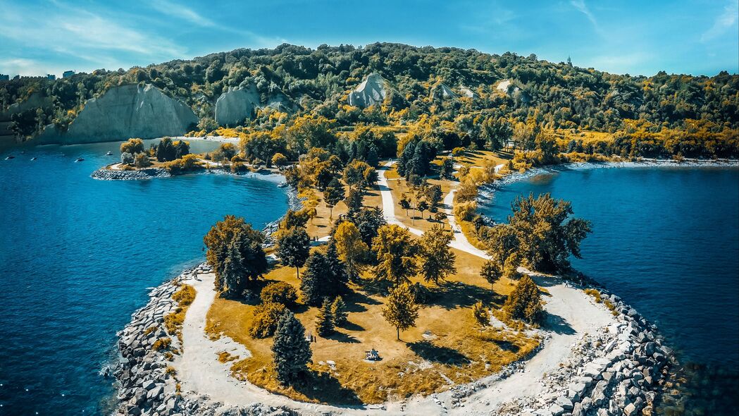 岛 湖 夏天 斯卡伯勒悬崖公园 多伦多 加拿大 4k壁纸 3840x2160