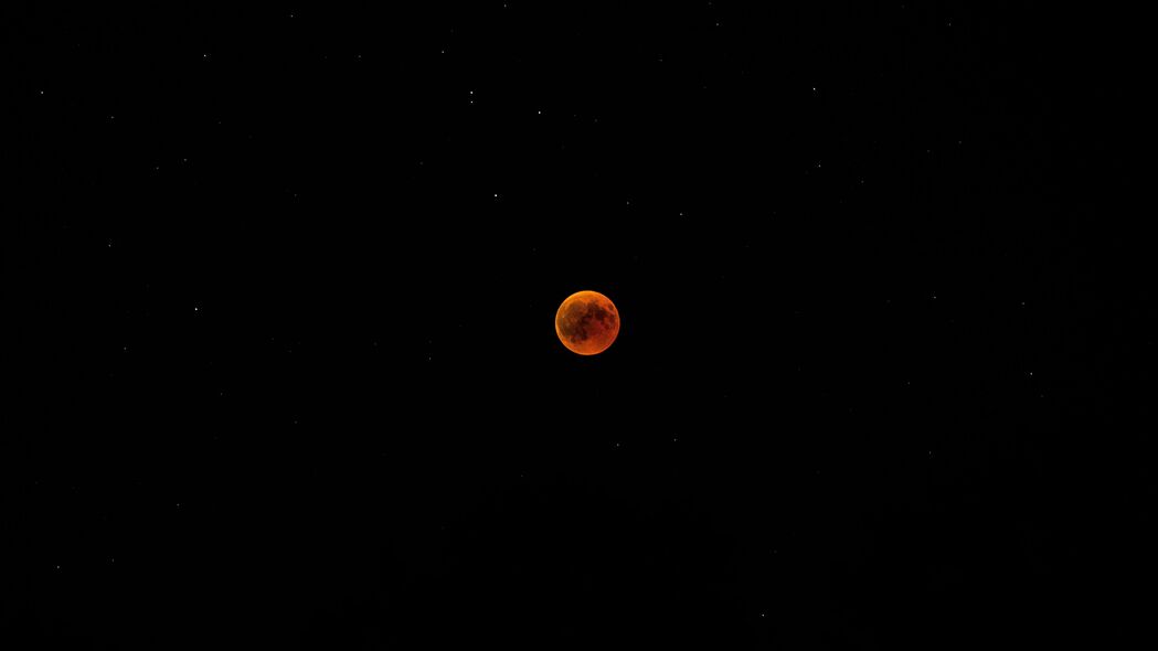 满月 红月 日食 星空 夜间 4k壁纸 3840x2160