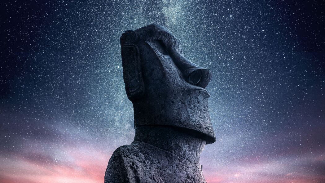  moai 雕像 偶像 复活节岛 星空 4k壁纸 3840x2160