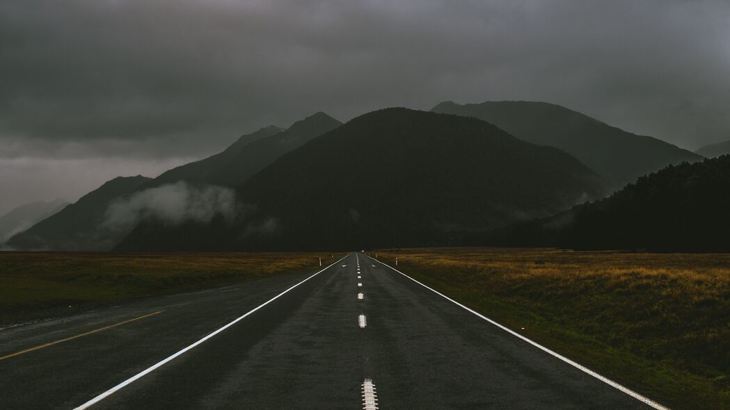 高速公路 山脉 标记 米尔福德声音高速公路 峡湾国家公园 新西兰 4k壁纸 3840x2160