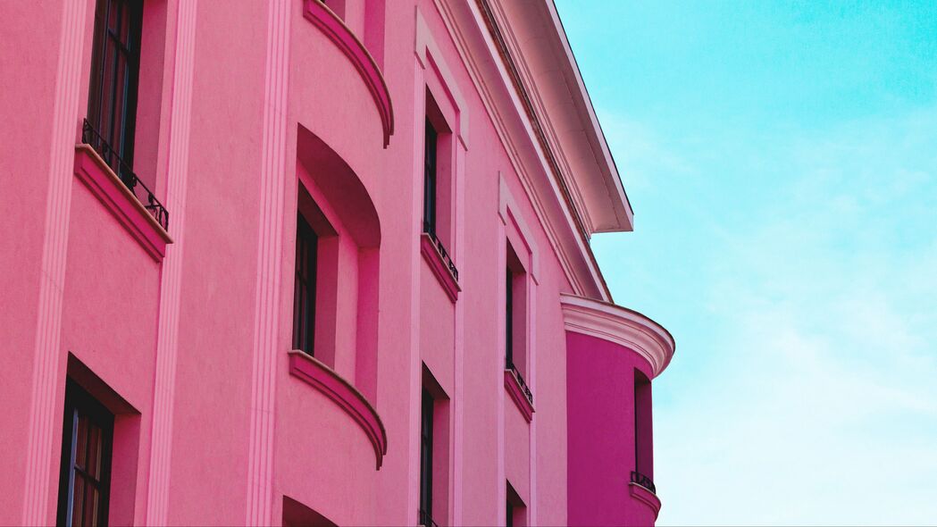 建筑 立面 天空 极简主义 粉红色 建筑 4k壁纸 3840x2160