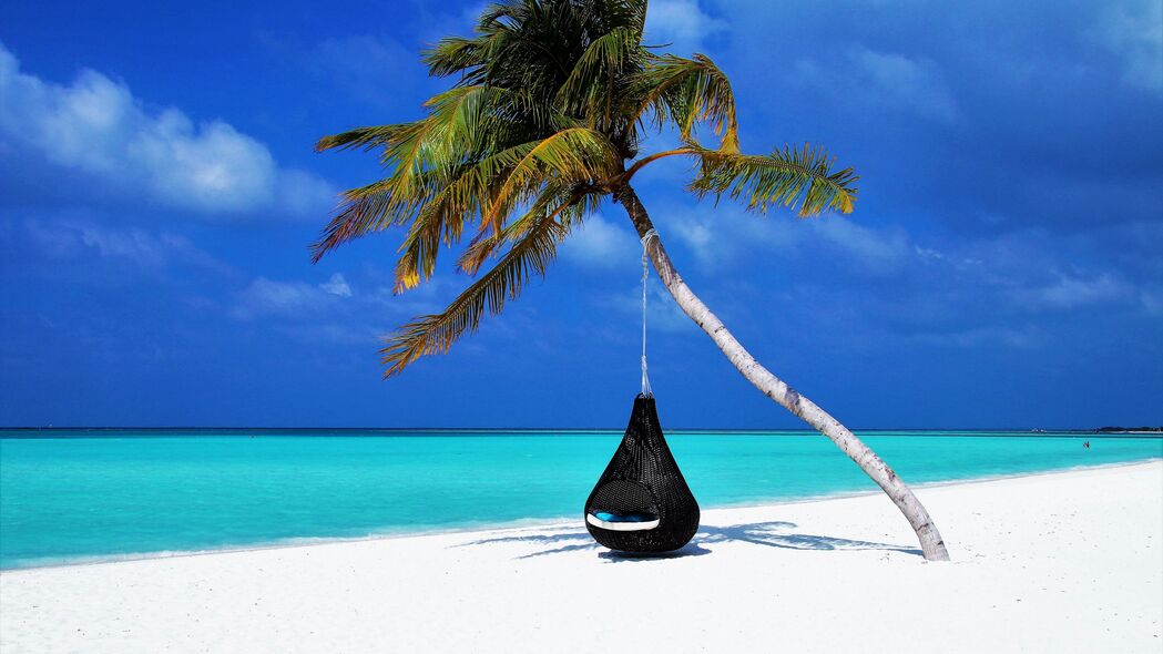 马尔代夫 棕榈 海滩 放松 休息 海洋 沙滩 度假 4k壁纸 3840x2160