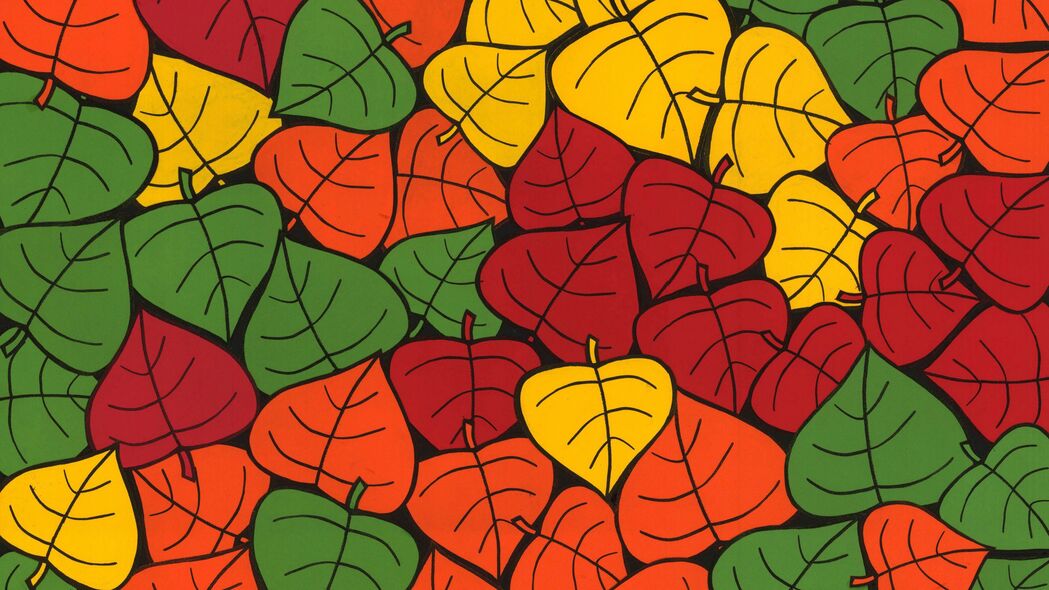 树叶 艺术 彩色 秋天 拼贴 4k壁纸 3840x2160