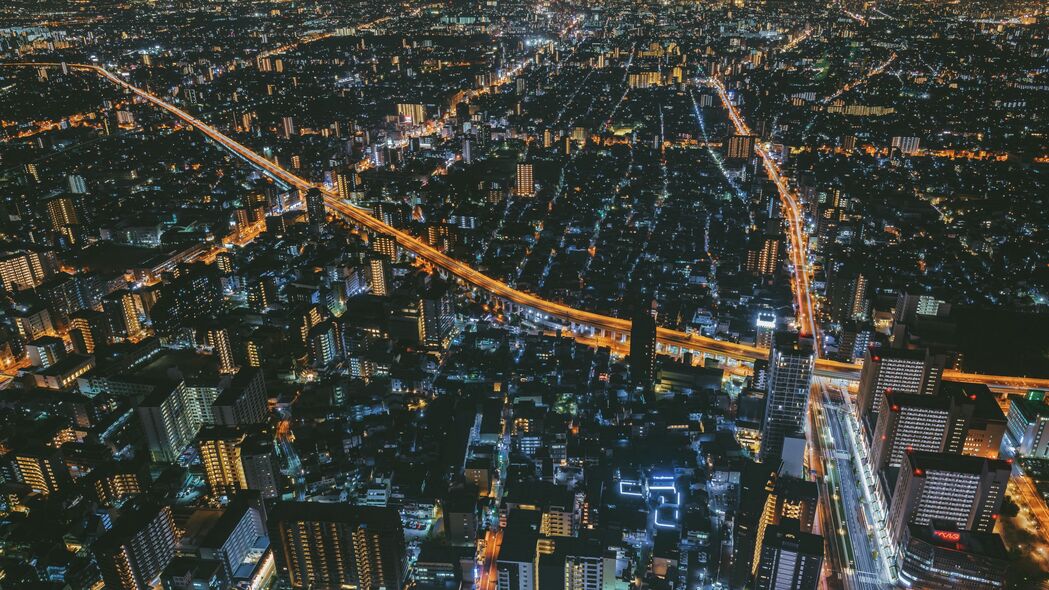 夜城 俯视图 城市灯光 大阪 日本 4k壁纸 3840x2160
