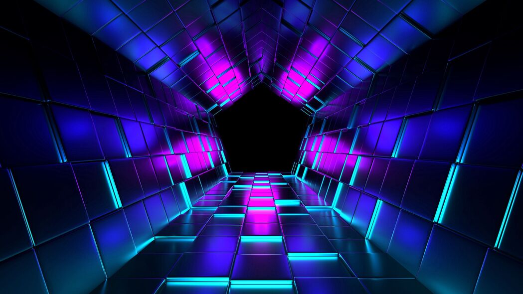 3840x2160  ubes 渲染 隧道 紫色壁纸 背景