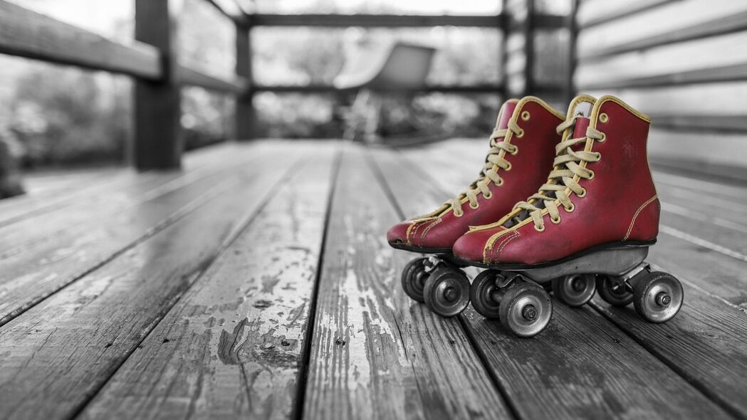 滚轴 溜冰鞋 复古 红色 4k壁纸 3840x2160