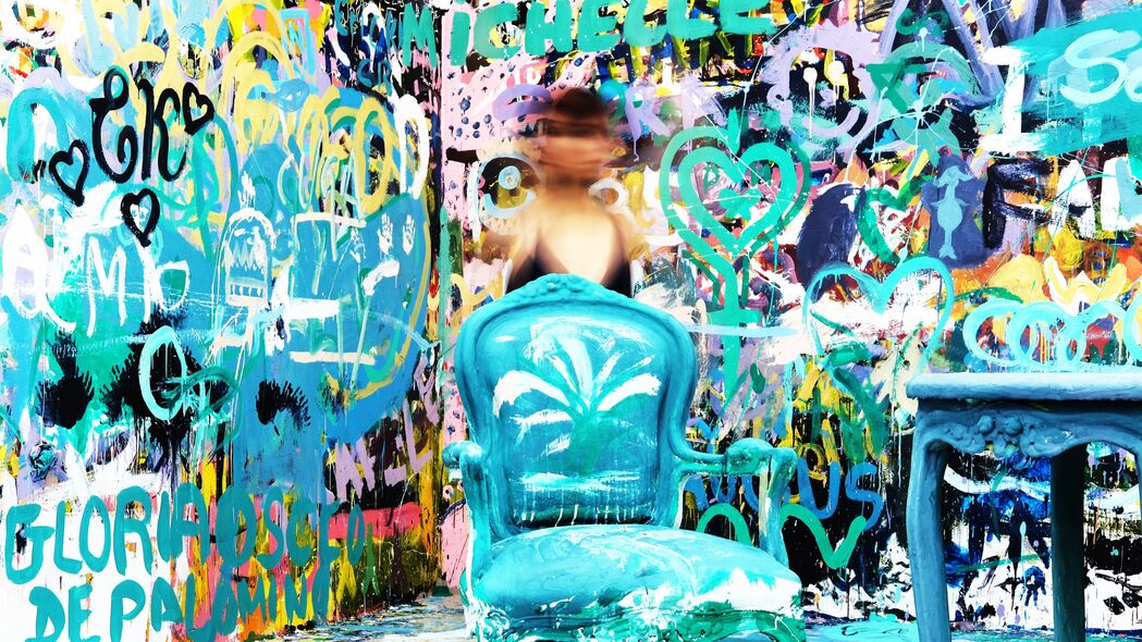 椅子 彩色 抽象 艺术 人 轮廓 模糊 4k壁纸 3840x2160