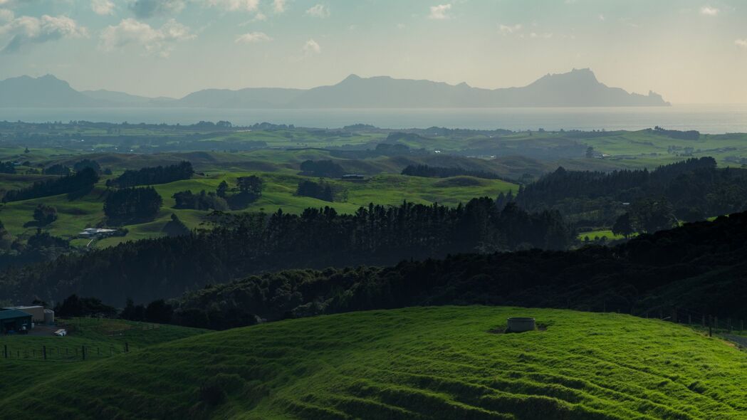 丘陵 草地 山脉 地平线 whangarei 新西兰 4k壁纸 3840x2160