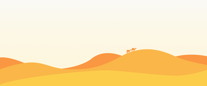 扁平化沙漠中的骆驼背景海报