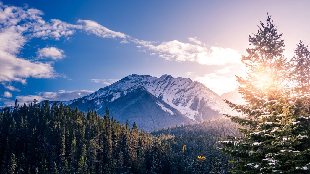 班夫 加拿大 山脉 山峰 白雪覆盖的 4k壁纸 3840x2160