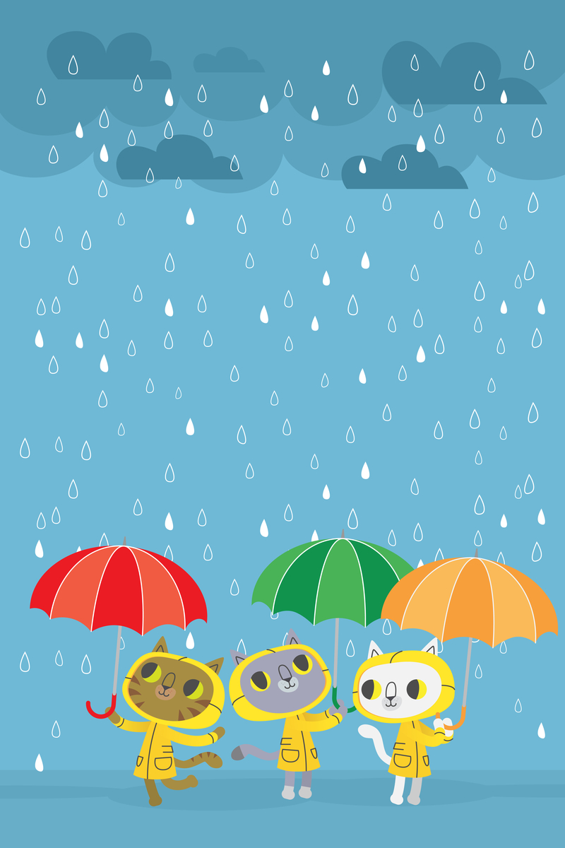 卡通简约小清新下雨背景