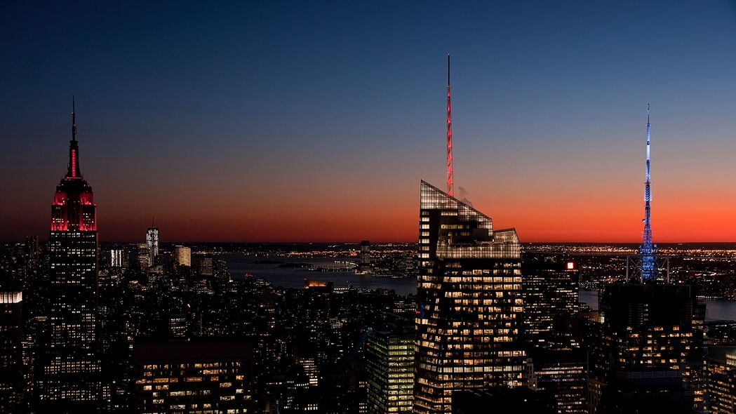 纽约 美国 晚上 摩天大楼 4k壁纸 3840x2160