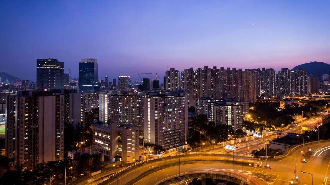 夜城摩天俯瞰，超清4K壁纸，3840x2160风景图片下载