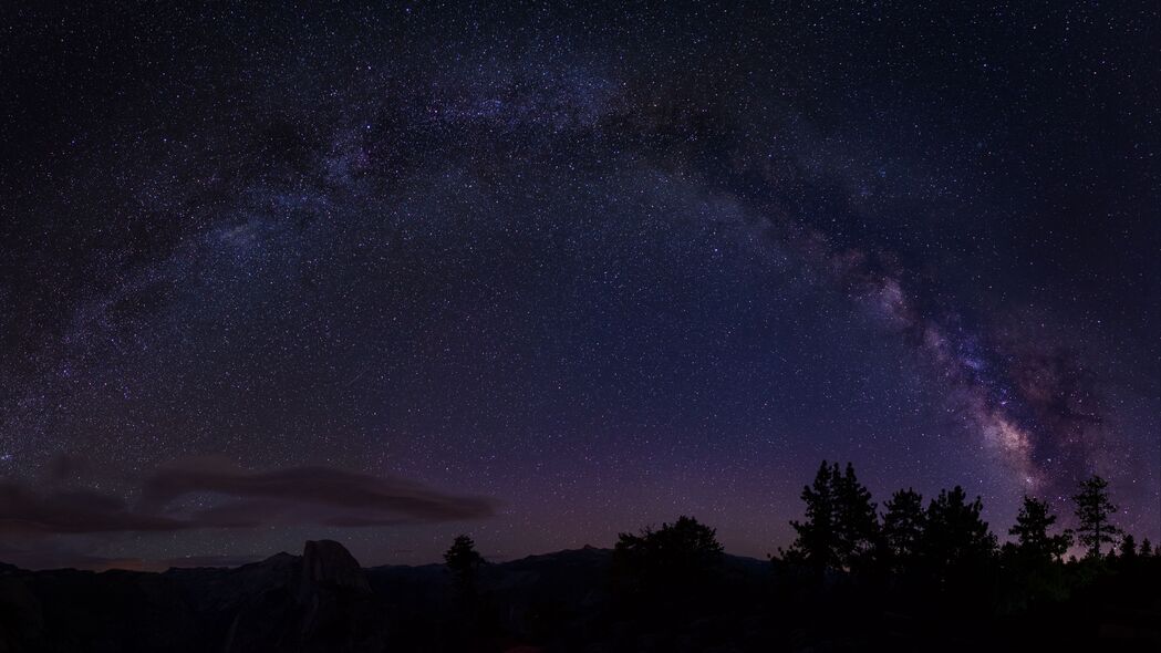 星空 树木 银河 加利福尼亚 美国 4k壁纸 3840x2160