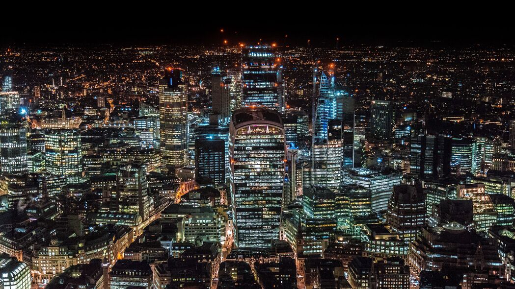 伦敦 英国 摩天大楼 俯视图 夜城 4k壁纸 3840x2160