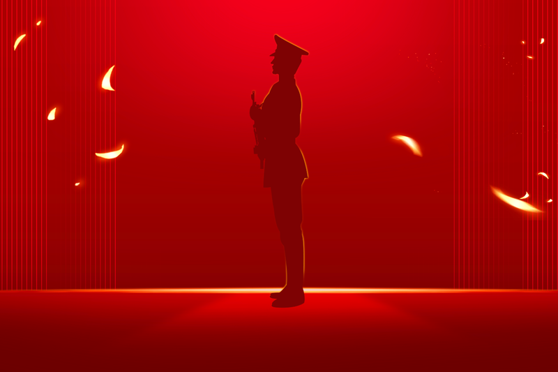 红色简约国庆节建党建军节军人展板海报背景