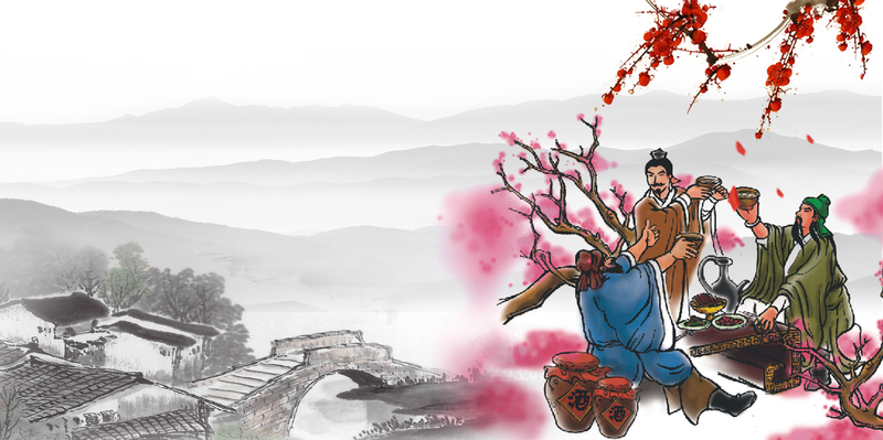 中国古代人物三国演义挂图展板背景素材