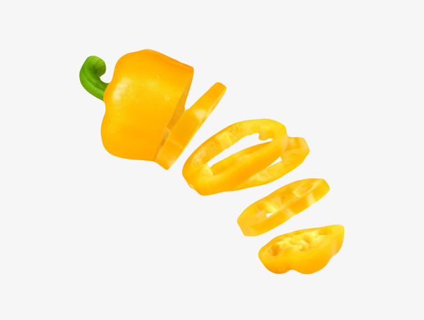 黄色美味切成一片片的黄灯笼椒实
