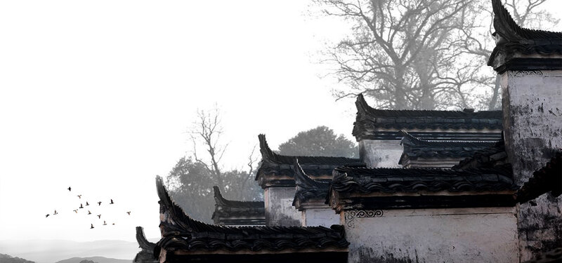 中国风江南古建筑海报背景图，复古高清JPG/PSD设计素材下载