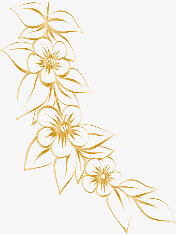 金色质感花朵png图