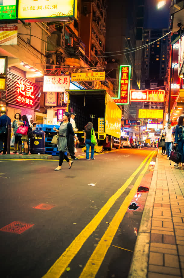 中国城市街道夜景