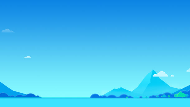 蓝色海面山峰卡通海报背景