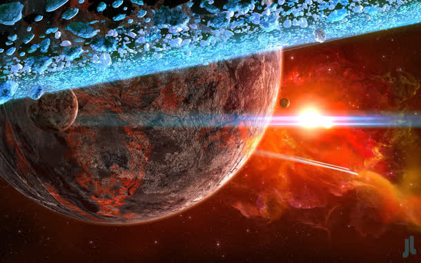 红色星球太阳宇宙海报背景