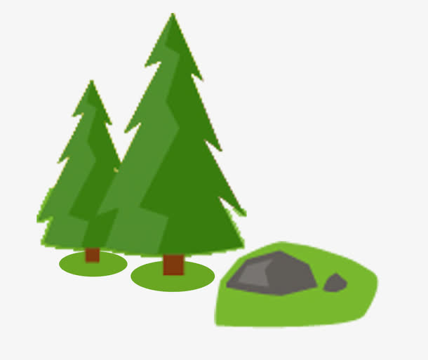 卡通绿色水彩小树装饰图案