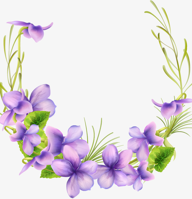 手绘紫色花花环