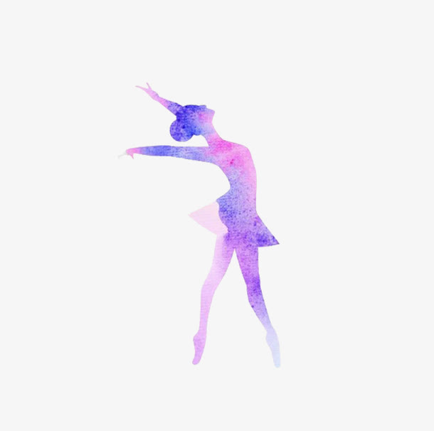 水彩紫色优雅芭蕾舞者
