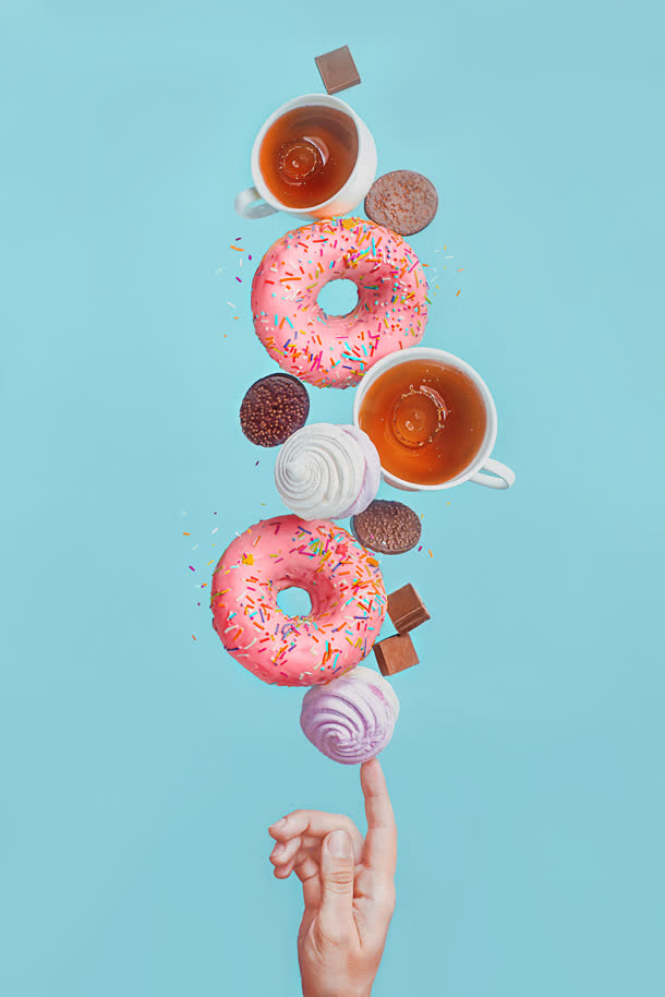 甜甜圈下午茶海报背景