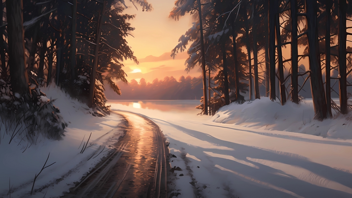 雪后夕阳美景，惊艳4K高清壁纸，3840x2160分辨率畅享下载