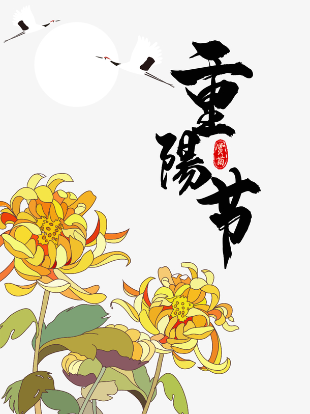 重阳节菊花元素图