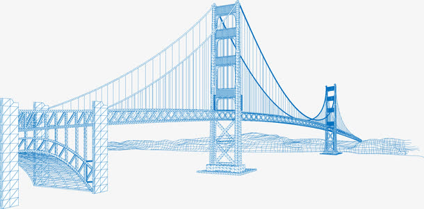 旧金山大桥高清PNG透明素材，装饰元素与图案设计资源下载