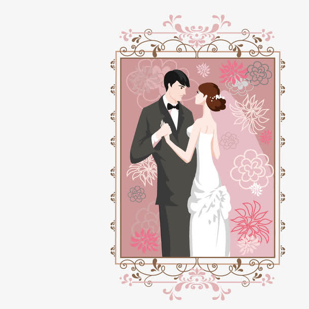 新娘新郎结婚照PNG透明图，高清节日PSD素材下载（情人节特辑）