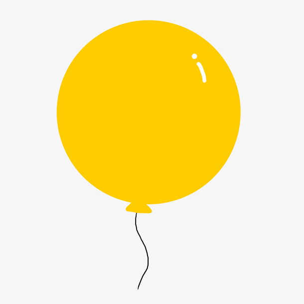 黄色气球PNG素材，高清透明免抠图，卡通气泡设计元素下载