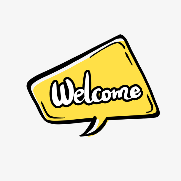 黄色欢迎对话框PNG透明图片，高清装饰元素及图案设计素材下载