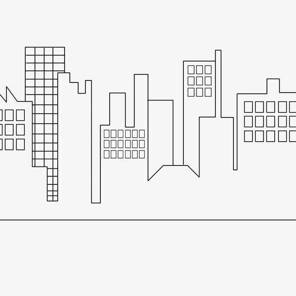 线描城市楼房PNG素材，高清透明免抠图，PSD设计元素下载