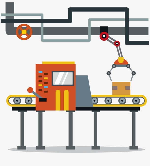 扁平风生产车间PNG素材，高清透明免扣元素，一键下载设计素材