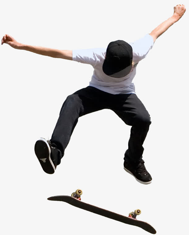 玩滑板阳光帅气大男孩PNG透明图，高清免扣设计素材下载