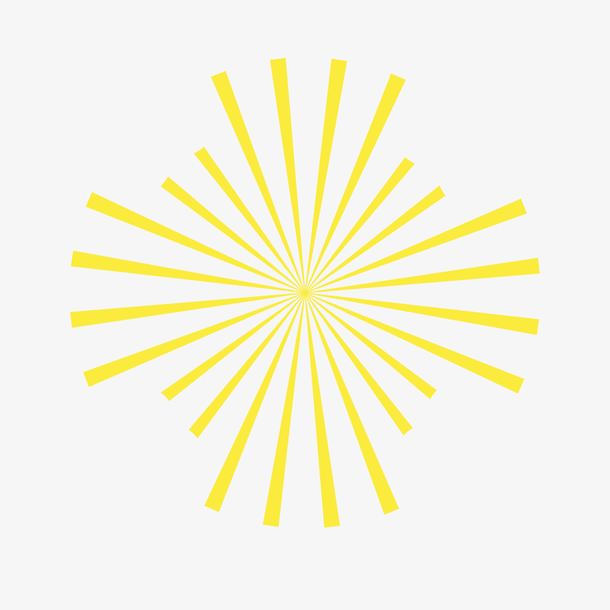 黄色放射光芒PNG透明图，高清免扣元素，设计素材一网打尽