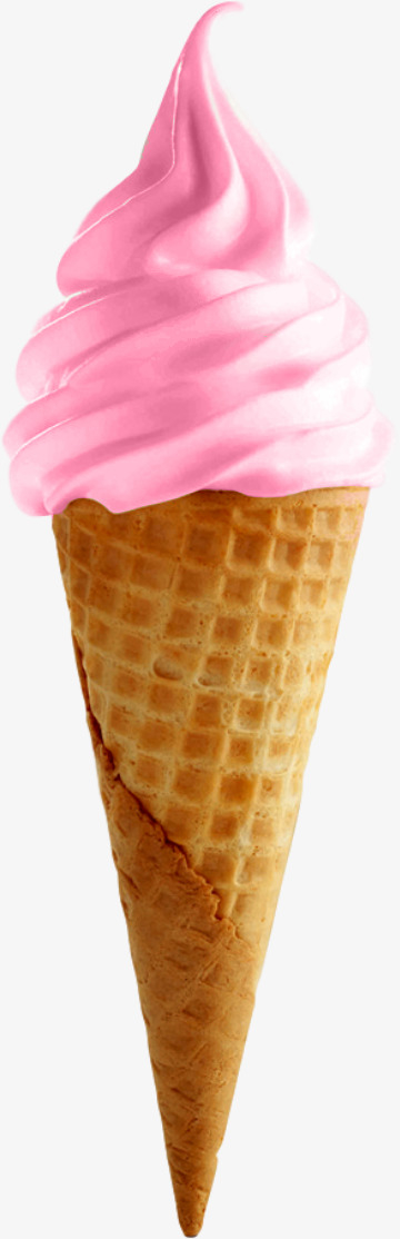 粉红色草莓冰淇淋PNG透明免扣素材，高清下载