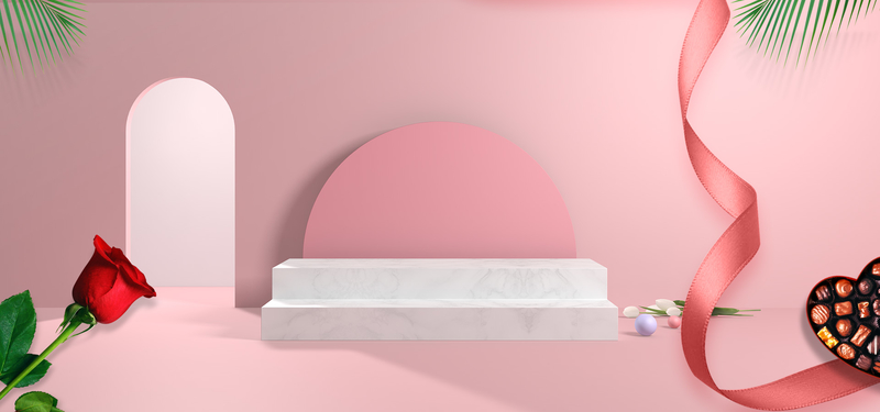 粉色立体空间Banner背景，高清JPG与PSD设计素材，免费下载