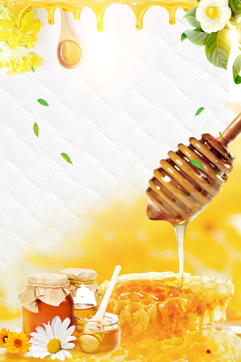 简约蜂蜜营养补品海报背景素材，高清JPG图片，另类设计风格，免费下载