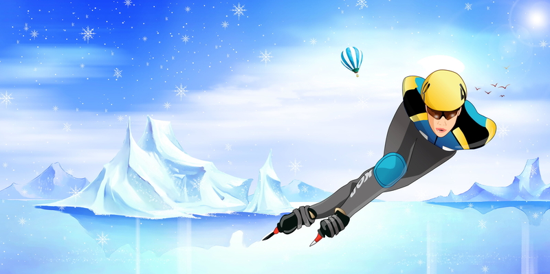 冬季滑冰运动，高清JPG海报背景素材，另类设计风格免费下载