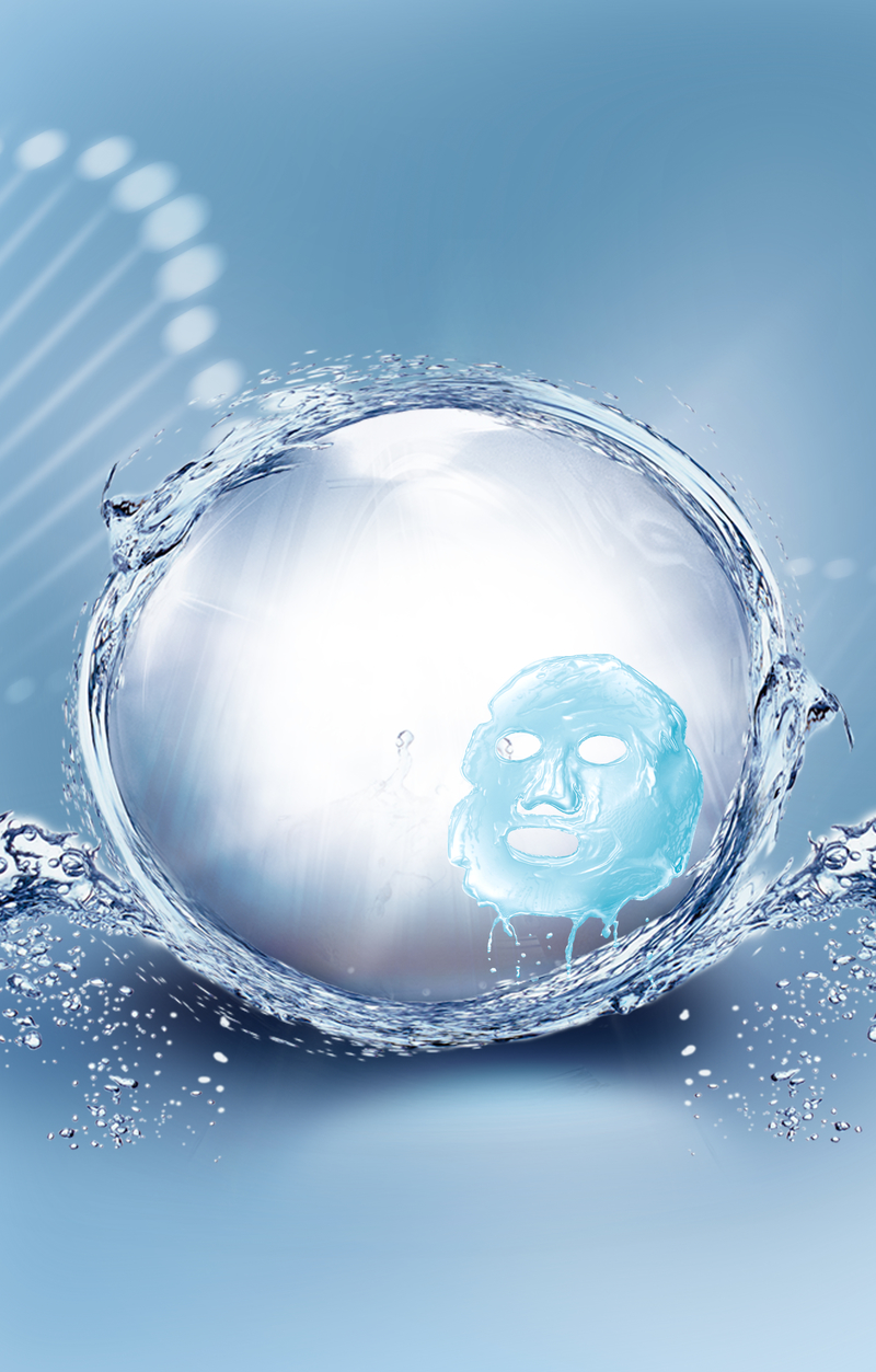 蓝色水圈面膜，高清JPG广告海报背景，创意补水产品设计素材下载