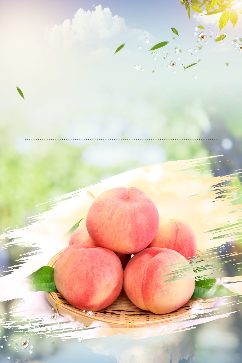 清新粉色水蜜桃汁海报，创意JPG素材，另类设计一键下载