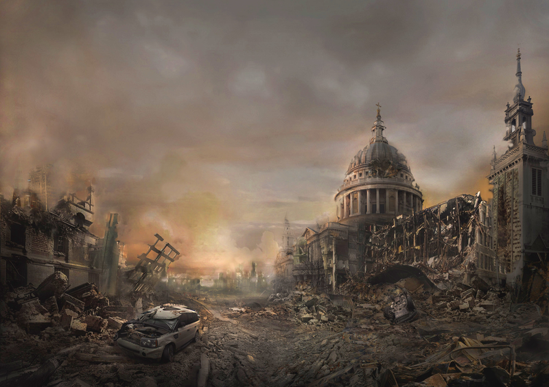 战争废墟城市背景高清JPG图片，另类创意设计素材下载